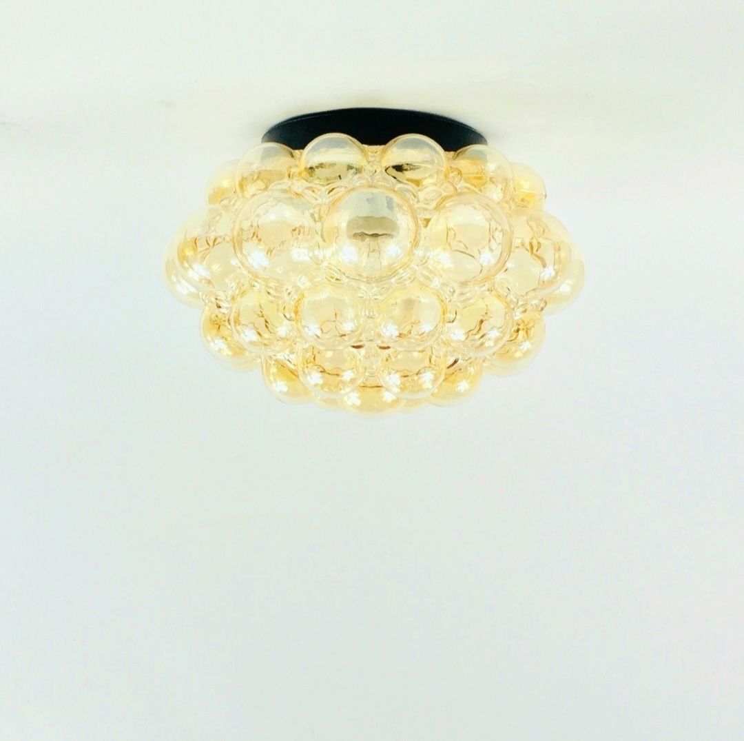 Grote Mid Century Modern Amber Bubble Glazen Plafondlamp Van Helena Tynell Voor Limburg, Duitsland, Jaren 1970 photo for sale