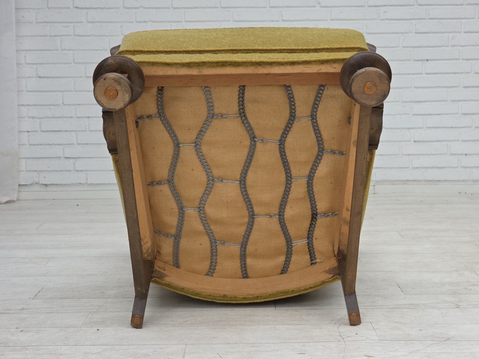 1960s, Danish Armchair, Furniture Cotton/Wool Fabric, Solid Oak Wood. photo buy