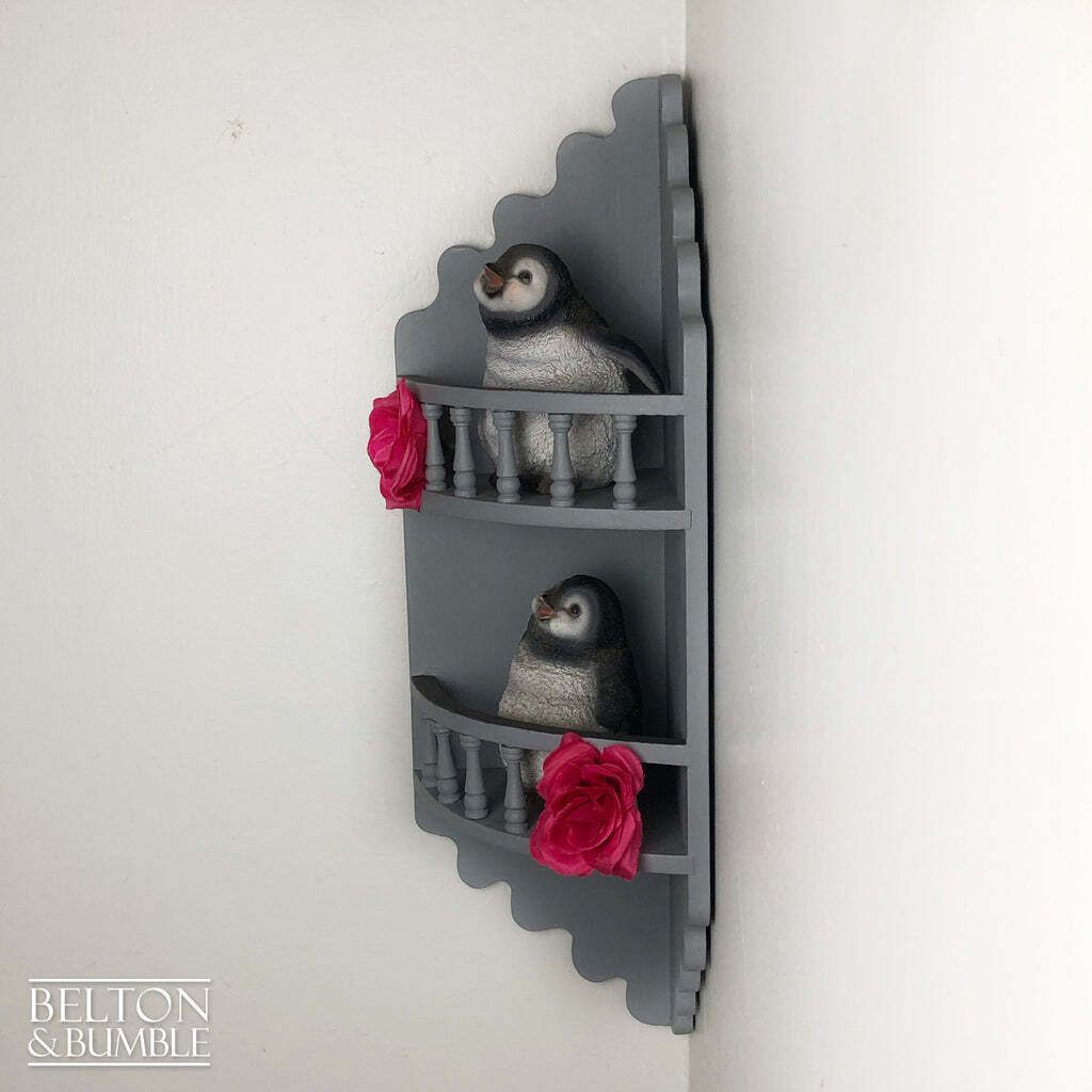 Rustic Decorative Corner Shelving In Grey photo for sale