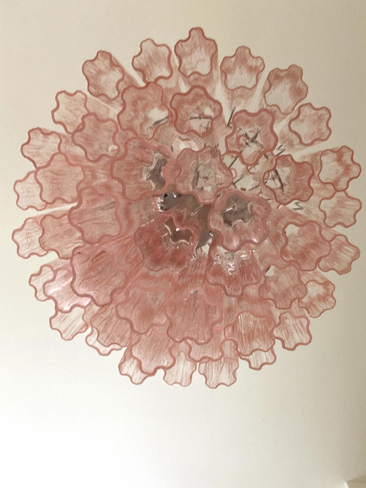 Contemporary Pink "Tronchi" Murano Glass Chandelier photo vinterior
