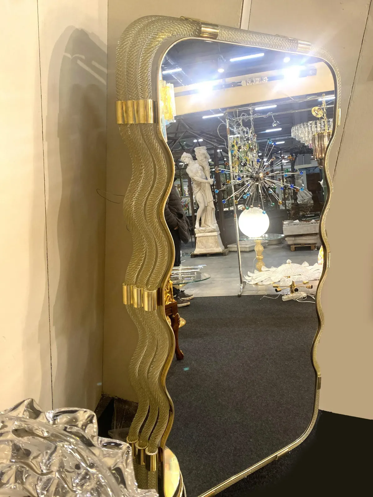 Contemporary "Torciglione Torchon" Murano Glass Wall Mirror photo buy
