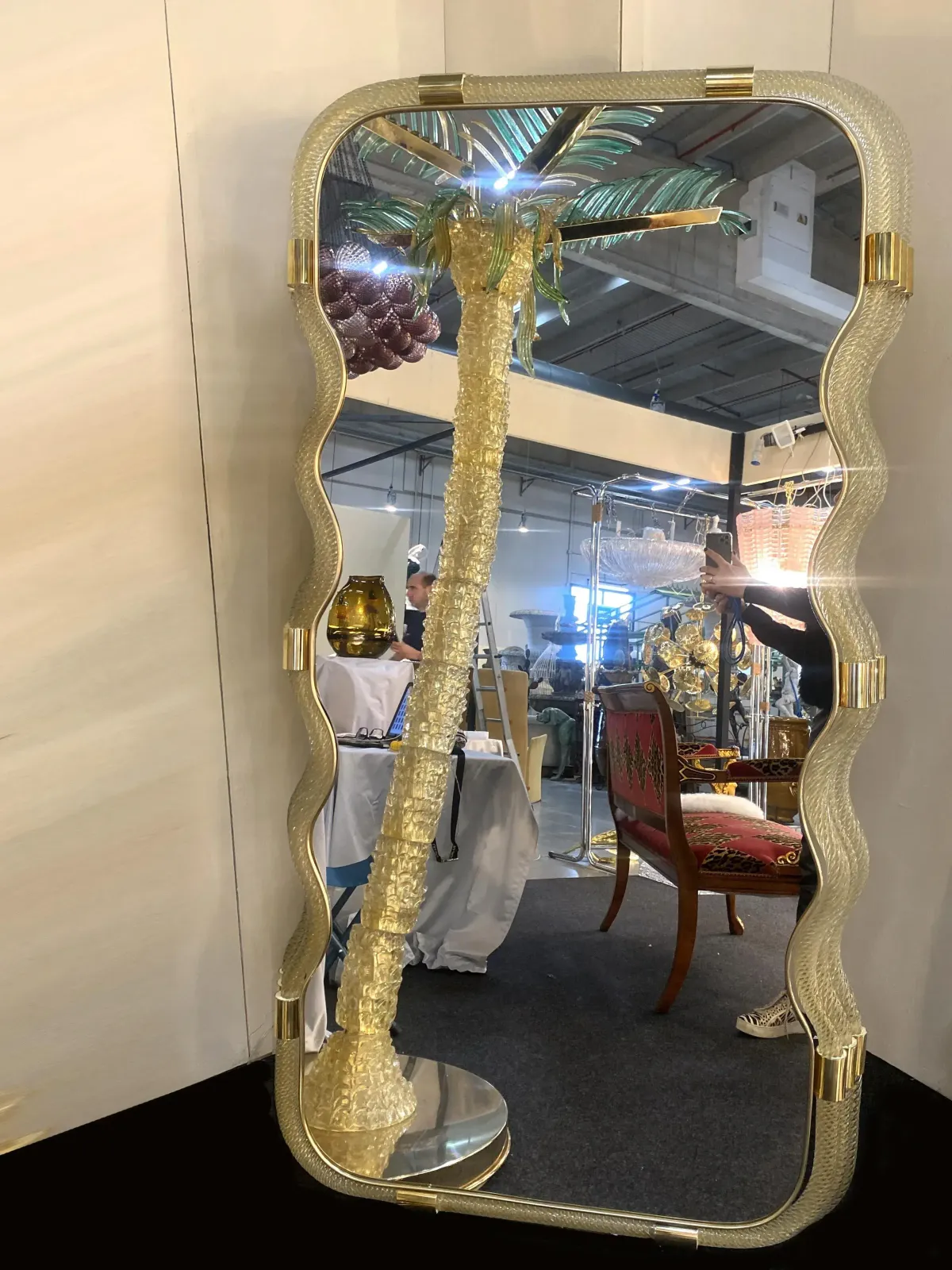 17339.0 Contemporary "Torciglione Torchon" Murano Glass Wall Mirror photo