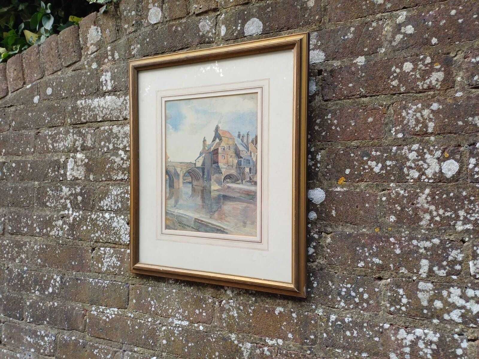 Original Antique Watercolour Of Elvet Bridge, Durham, Dated And Signed 1897   Wonderful Historic Depiction Of Durham, By G H Kitchin photo 225.0