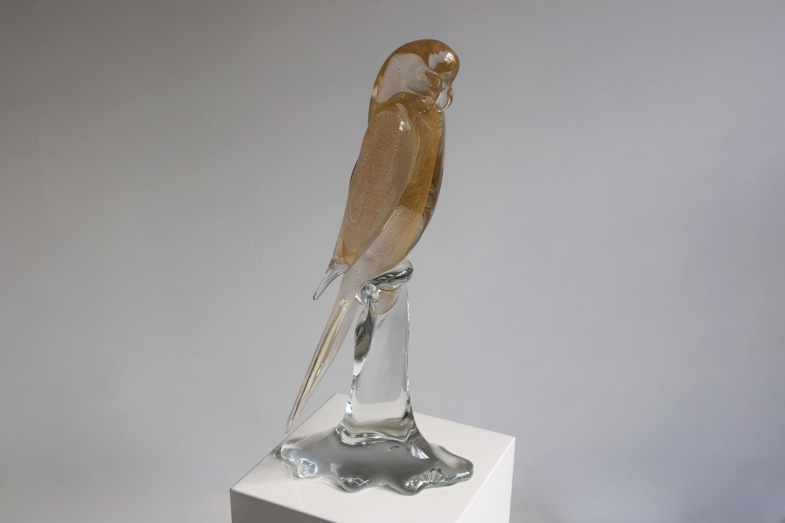 Signed Murano Glass Parrot Sculpture With Gold Leaf By Gambaro E Poggi Vintage Italian Art Glass Bird photo Art