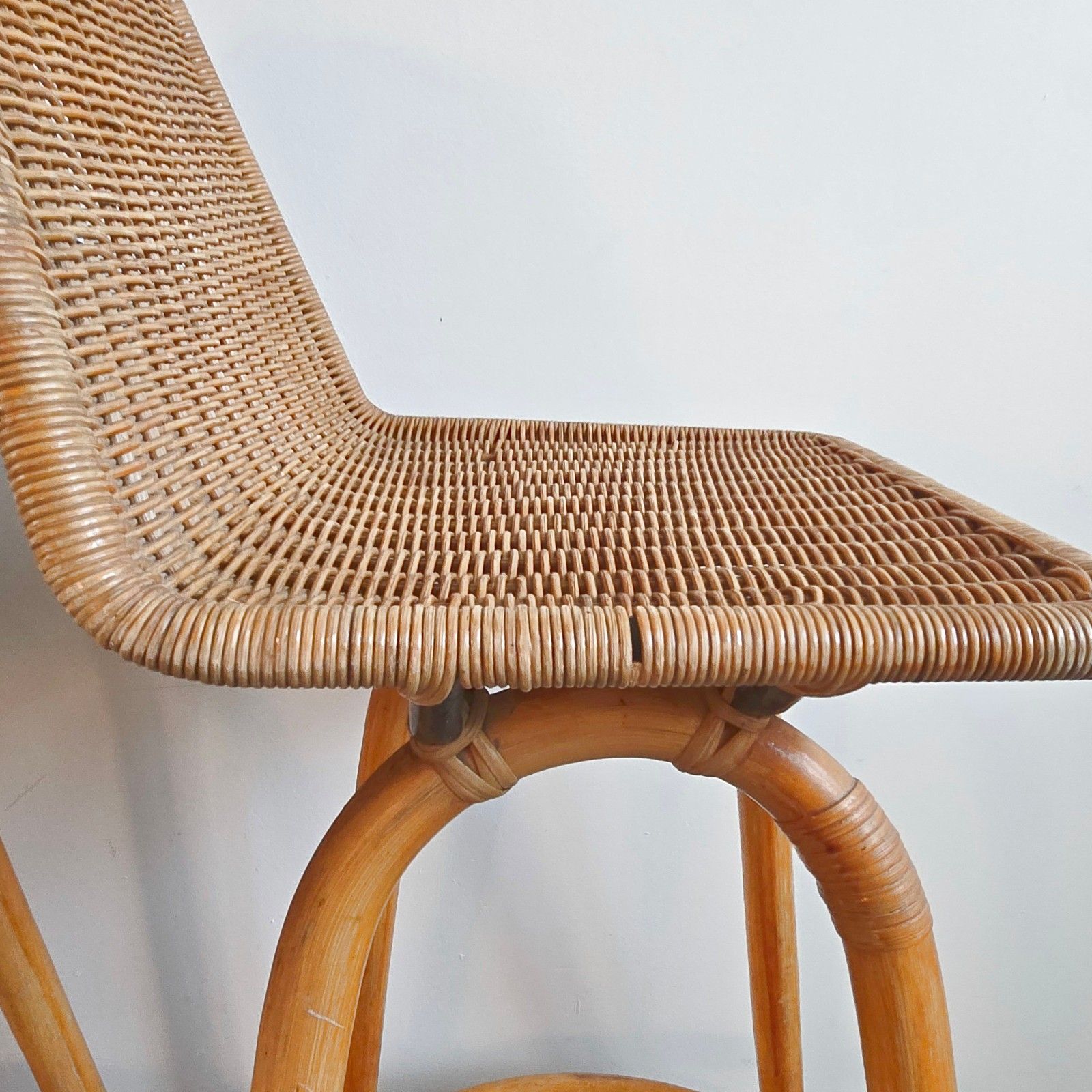 Pair Of Vintage 1950s Rattan & Bamboo Bar Stools Dirk Van Sliedgert 50s photo buy