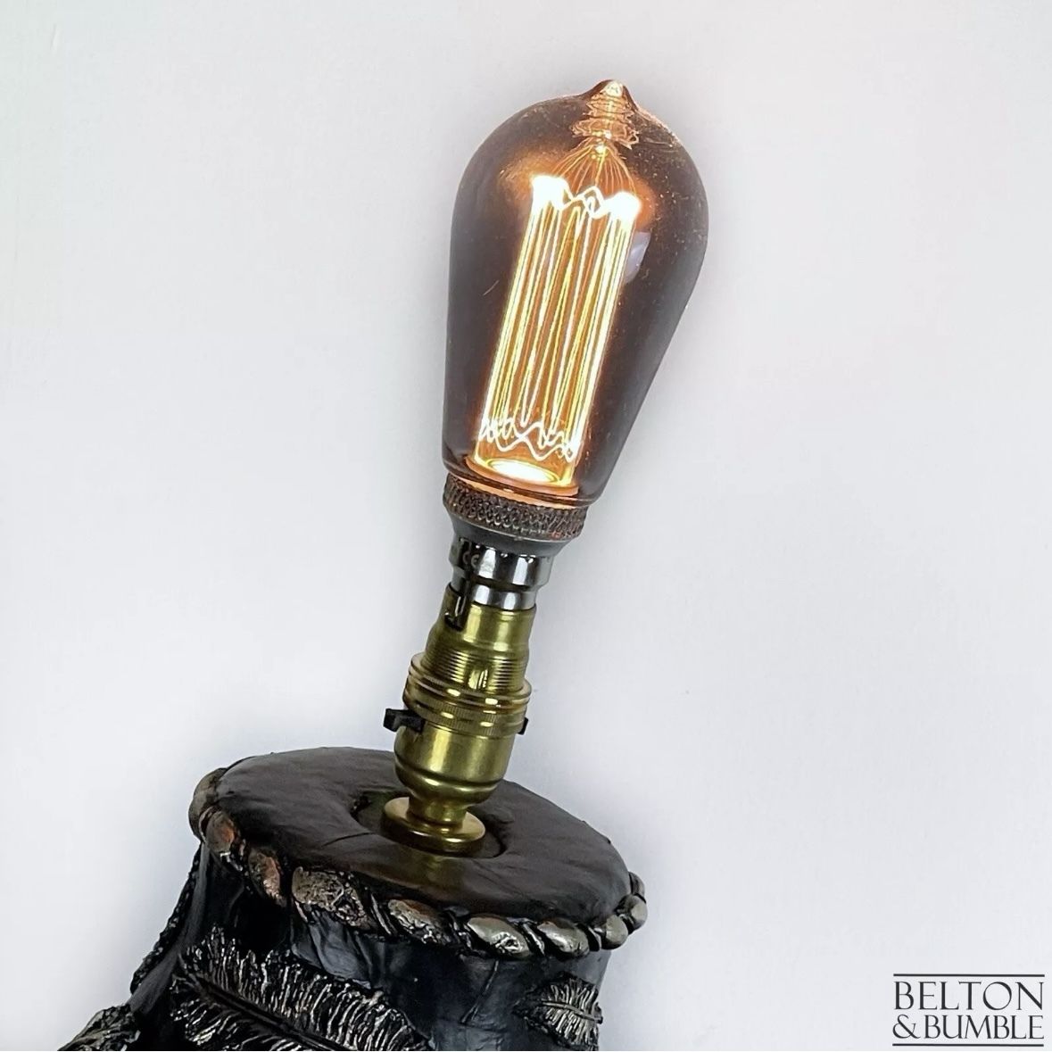 Black And Copper Feather Mannequin Floor Lamp With Black Wooden Stand photo Lighting