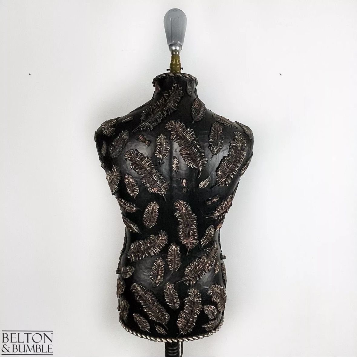 Black And Copper Feather Mannequin Floor Lamp With Black Wooden Stand photo buy