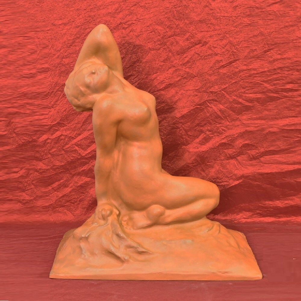 Art Deco Terracotta Sculpture, Female Nude, Amedeo Gennarelli, Italian Sculptor. (Stte85)