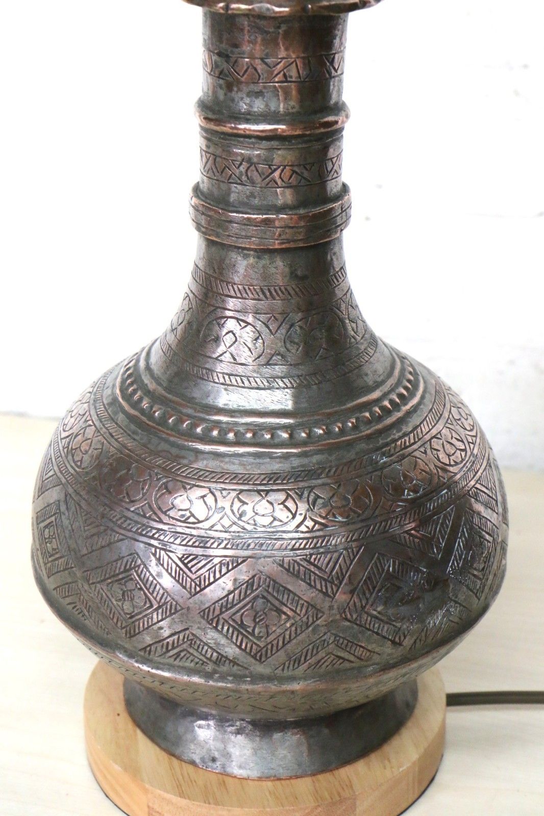 Table Lamp Antique Middle Eastern Copper Water Decanter Lamp Rustic Ethnic photo 138.0