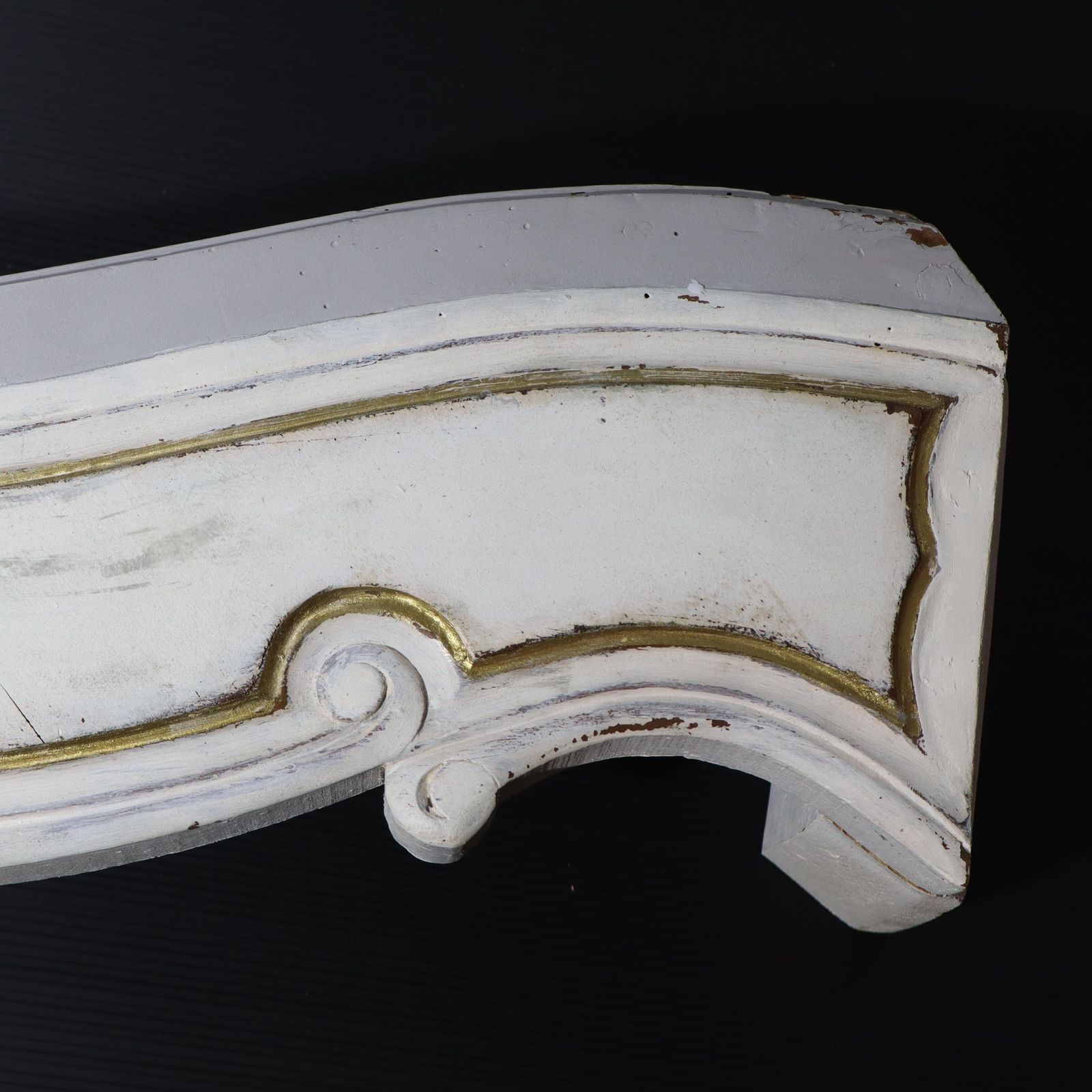 Antique French Wood Curtain Pelmet Large Giltwood Carved Window Valance White Gold Pediment photo 800.0