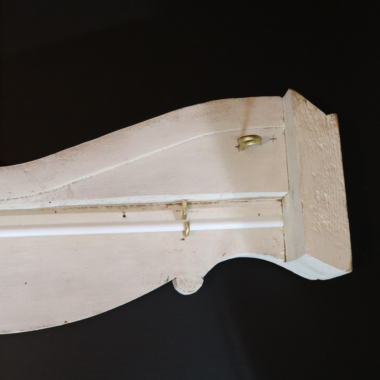 photo for sale Antique French Wood Curtain Pelmet Large Giltwood Carved Window Valance White Gold Pediment