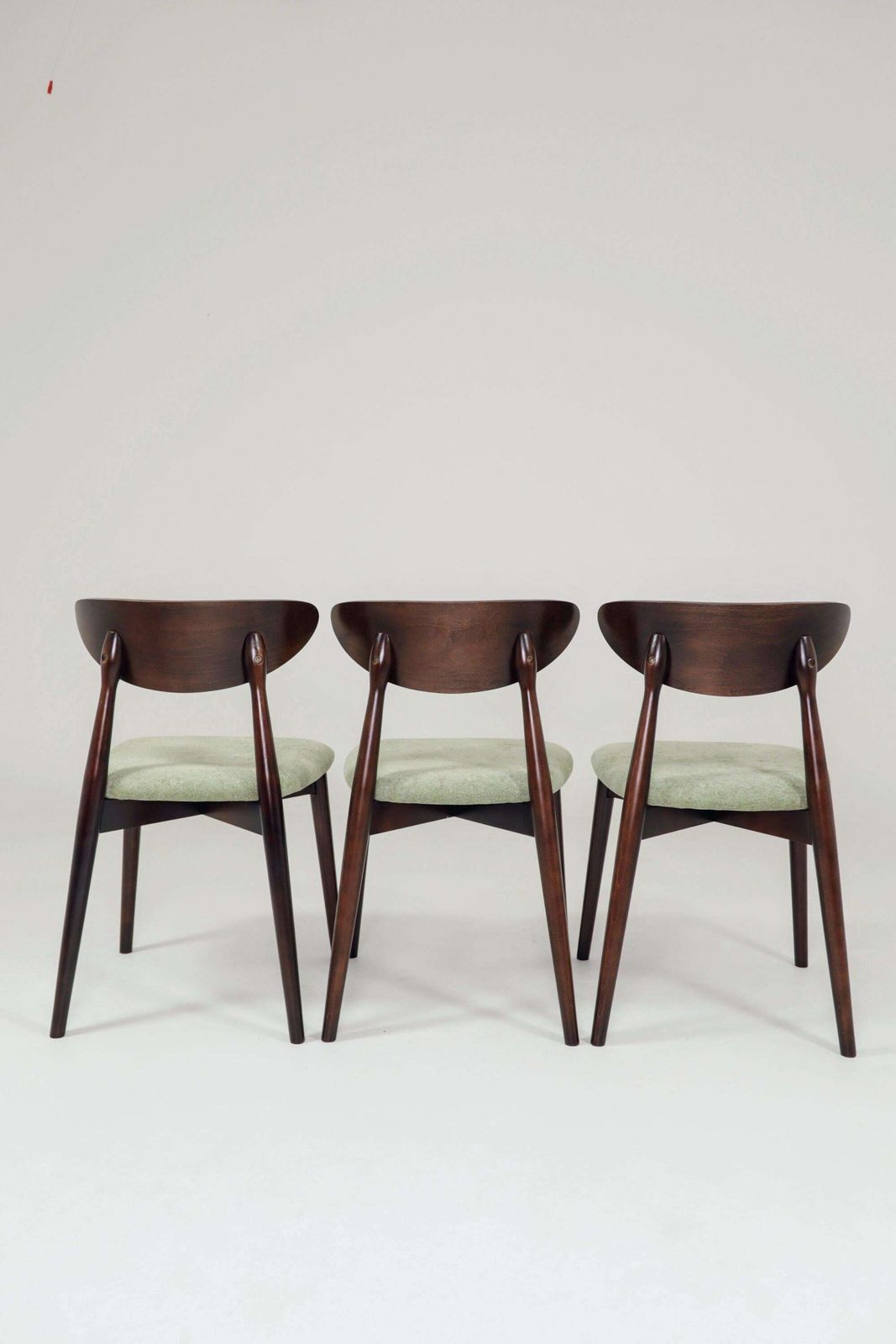 Modern Set Of 6 Dining Chairs, Sage Farbic And Dark Walnut Beech Wood photo Furniture