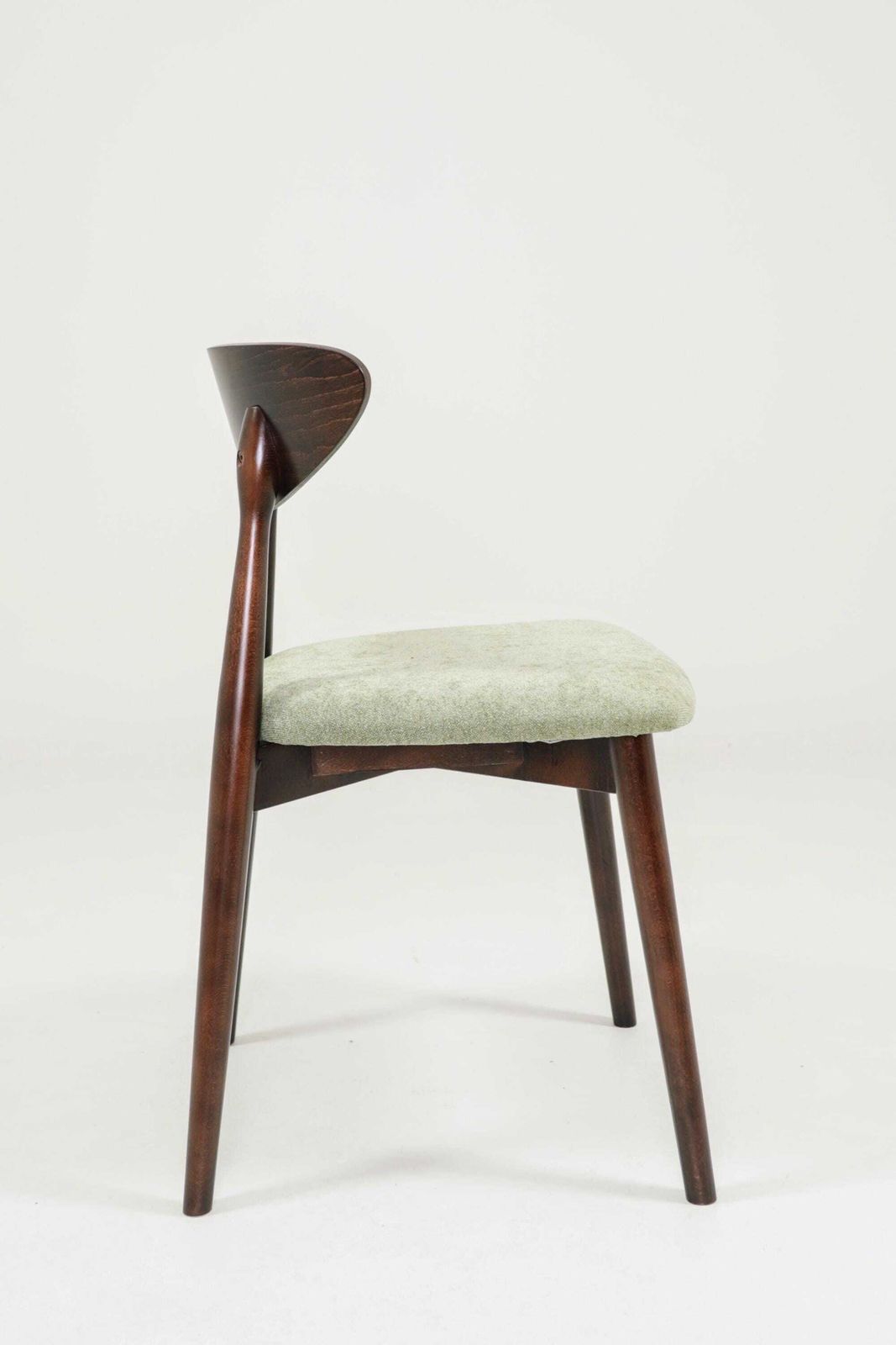 Modern Set Of 6 Dining Chairs, Sage Farbic And Dark Walnut Beech Wood photo vinterior