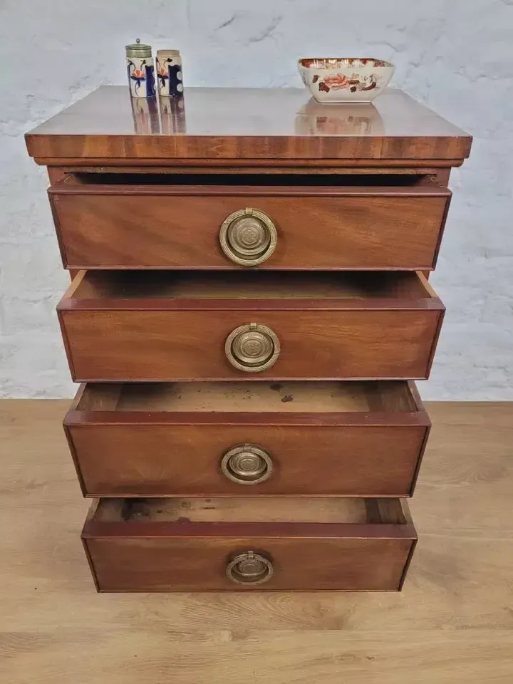 Regency Chest Of Drawers Brass Handles Mahogany Antique photo for sale
