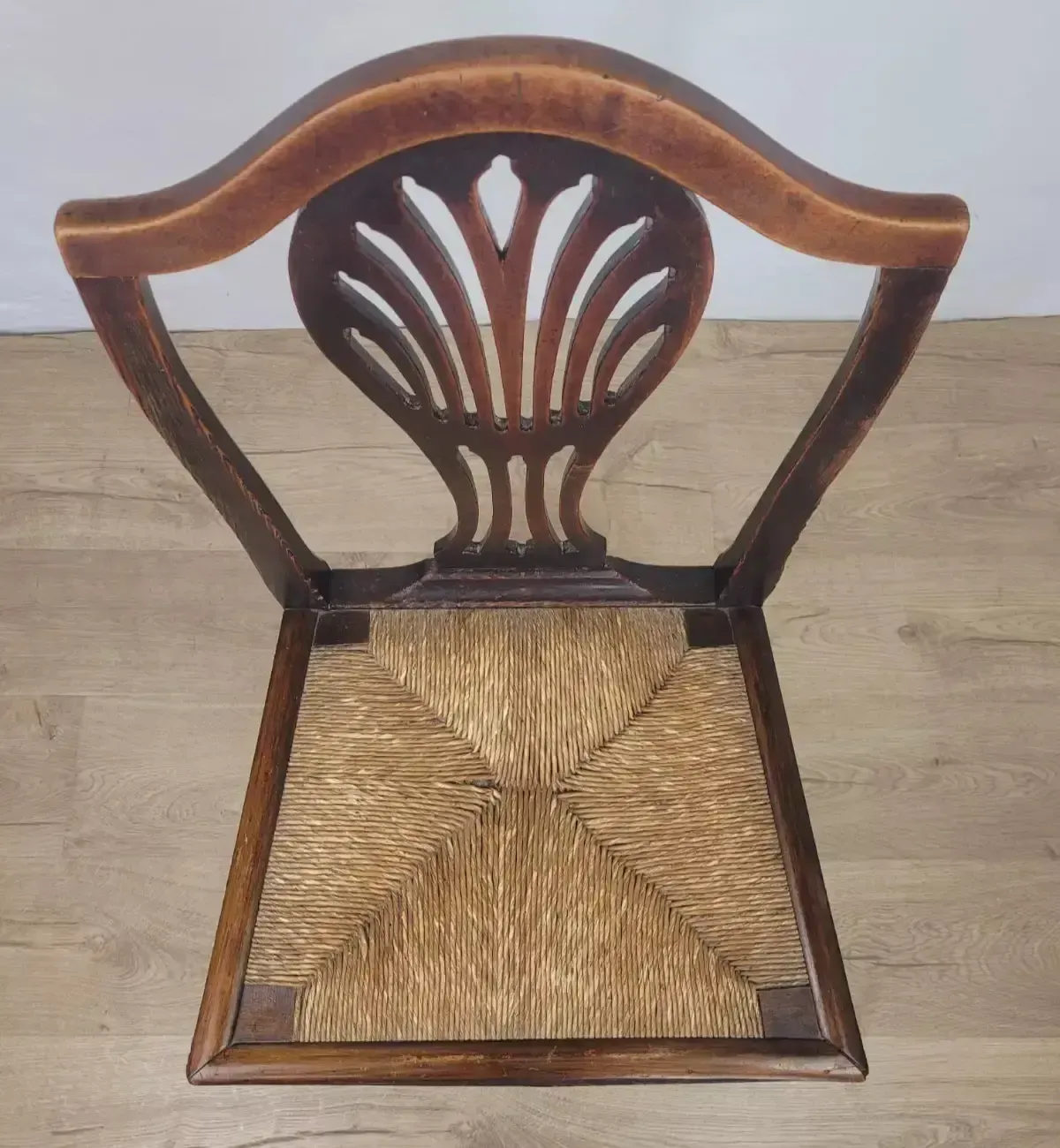 130.0 Country Side Chair Cane Pierced Back Antique 19th Century photo