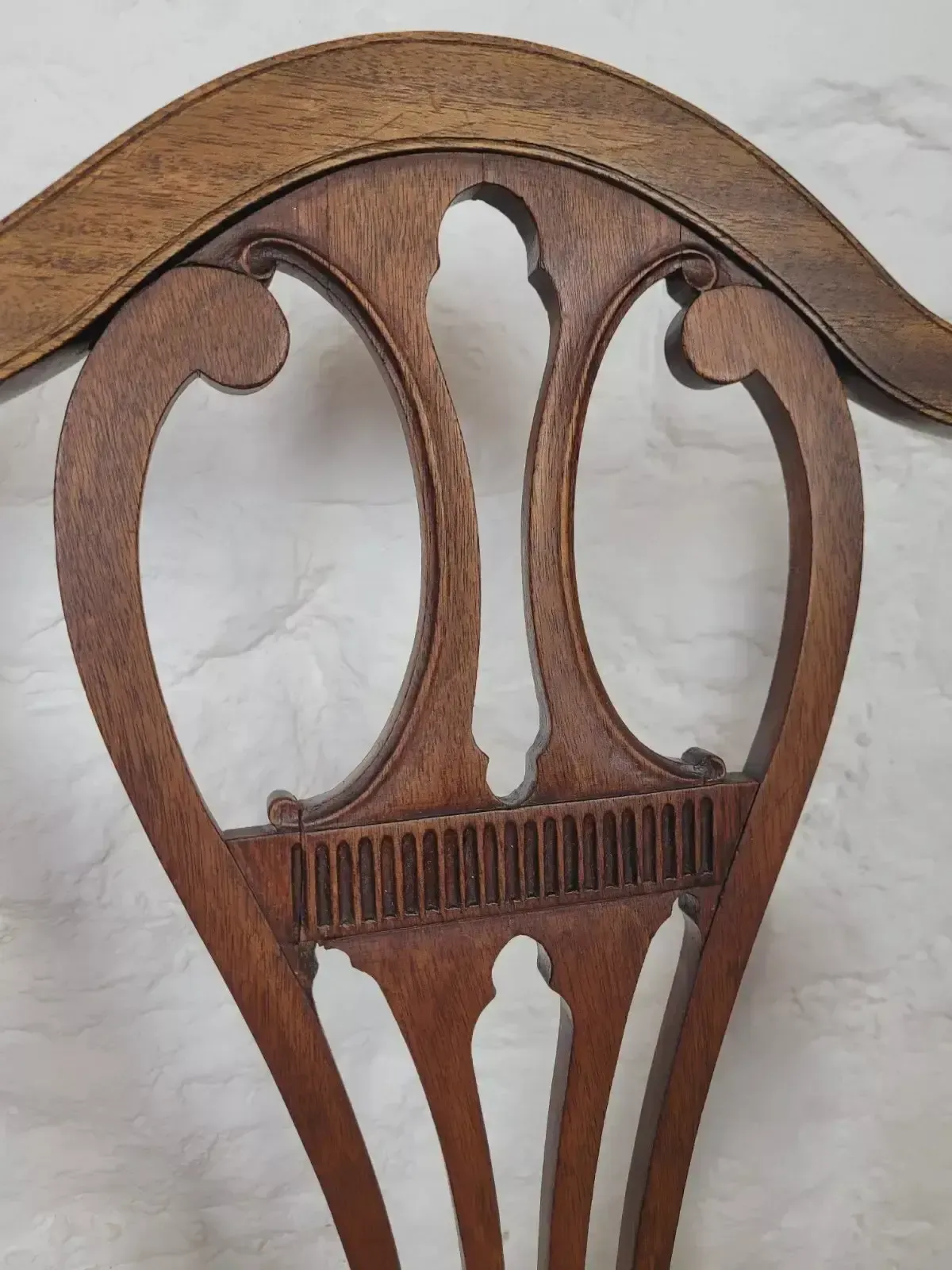 Victorian Dining Armchair Oak Carved Pierced Back Upholstered photo Furniture