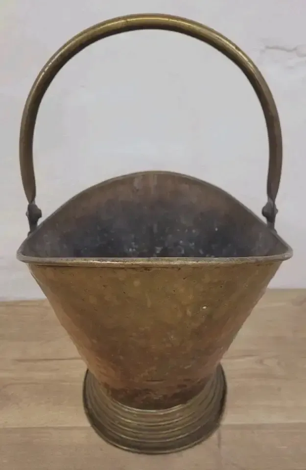 photo vinterior Victorian Brass Coal Scuttle Bucket Shovel 19thc Antique