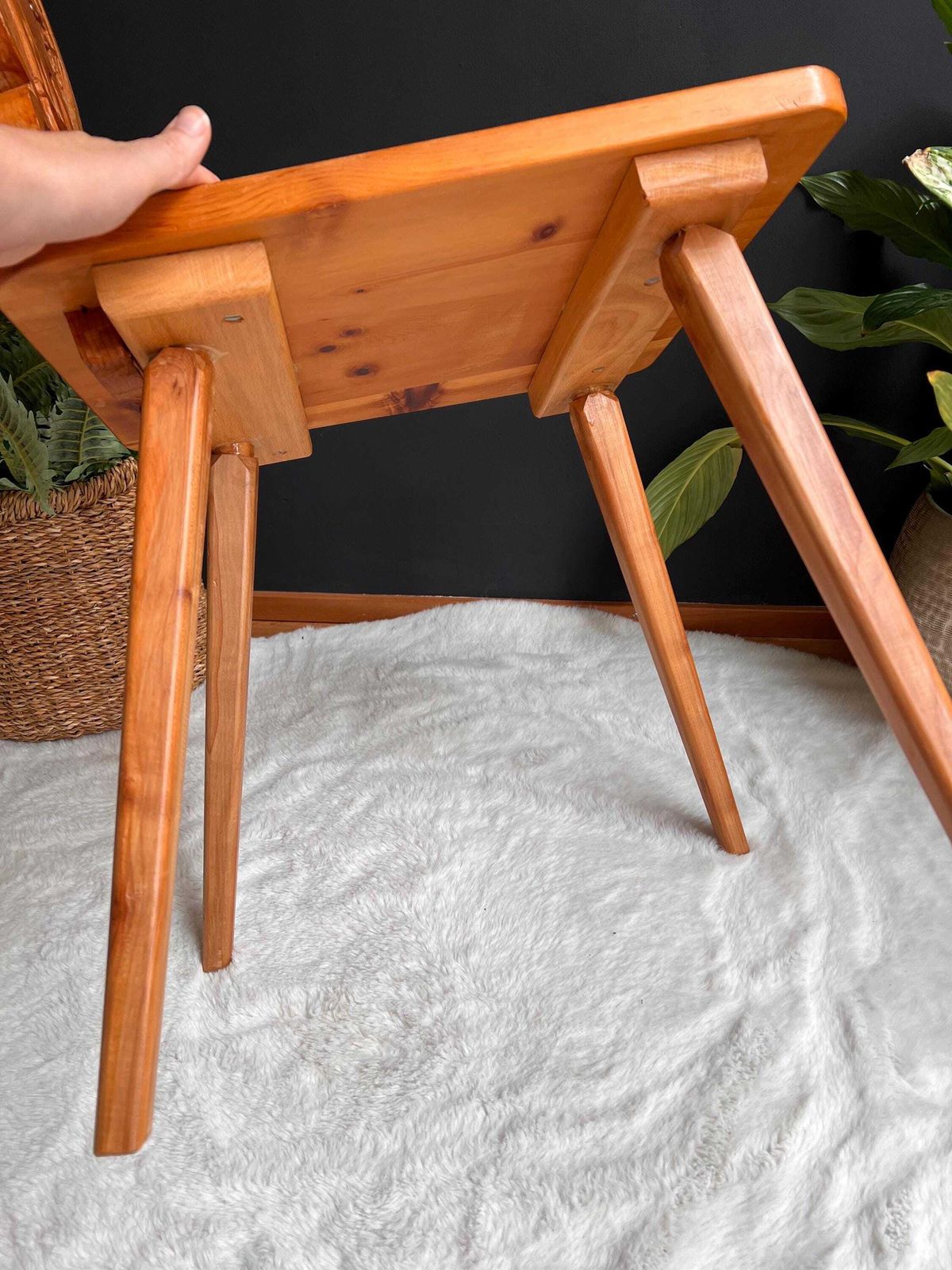 Hand Carved Swiss Folk Art Chair | Vintage Alpine Hunting Lodge Decor | Rustic Wooden Chair Deer & Oak Leaf Carving Graubünden Switzerland photo for sale