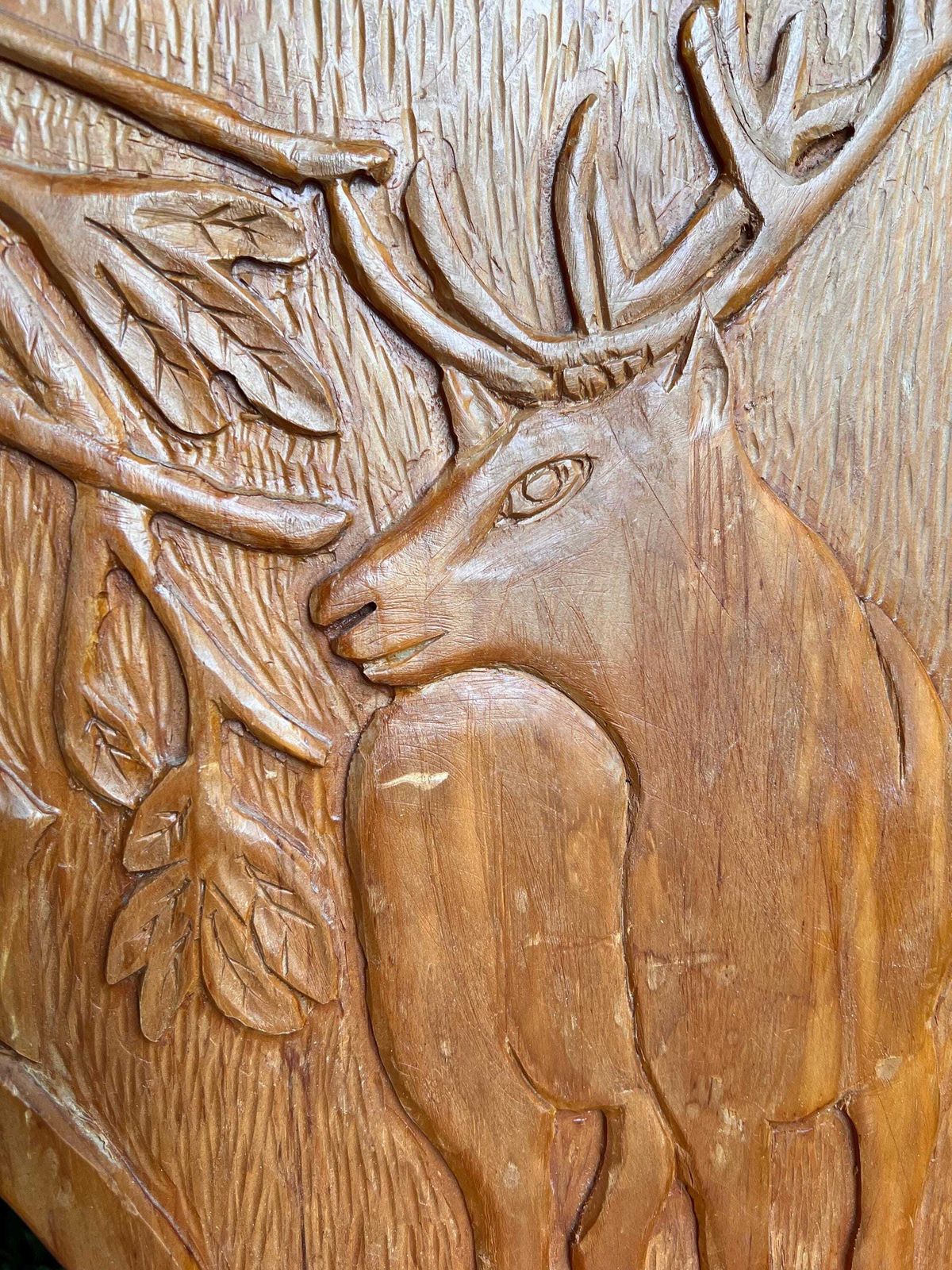 Hand Carved Swiss Folk Art Chair | Vintage Alpine Hunting Lodge Decor | Rustic Wooden Chair Deer & Oak Leaf Carving Graubünden Switzerland photo buy