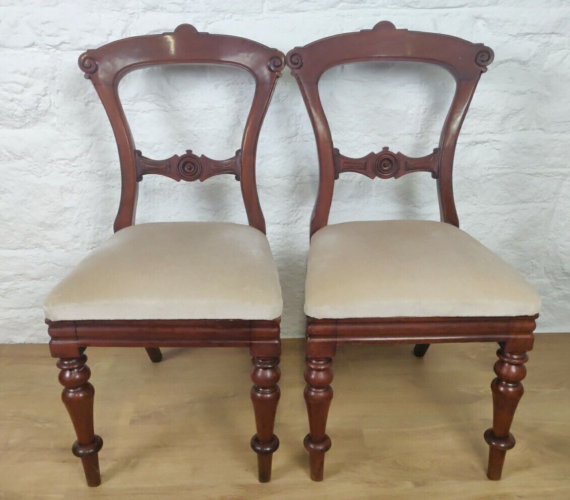 Furniture James Reilly Dining Chairs Pair Bulls Eye Ornate 19thc English photo
