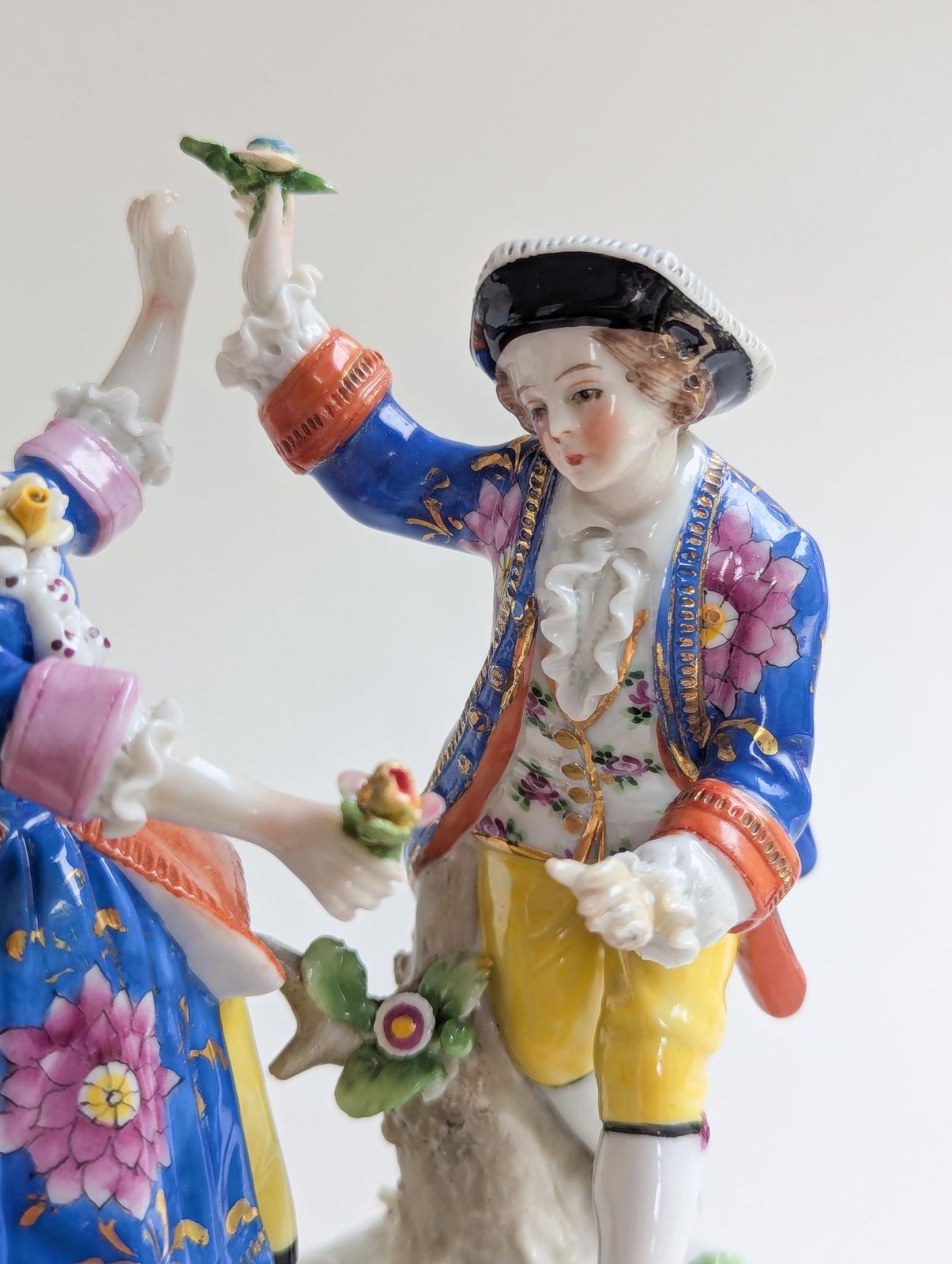Antique Samson Figure Of Dancing Couple, Colourful Chelsea Style Porcelain Figurine photo Home Decor