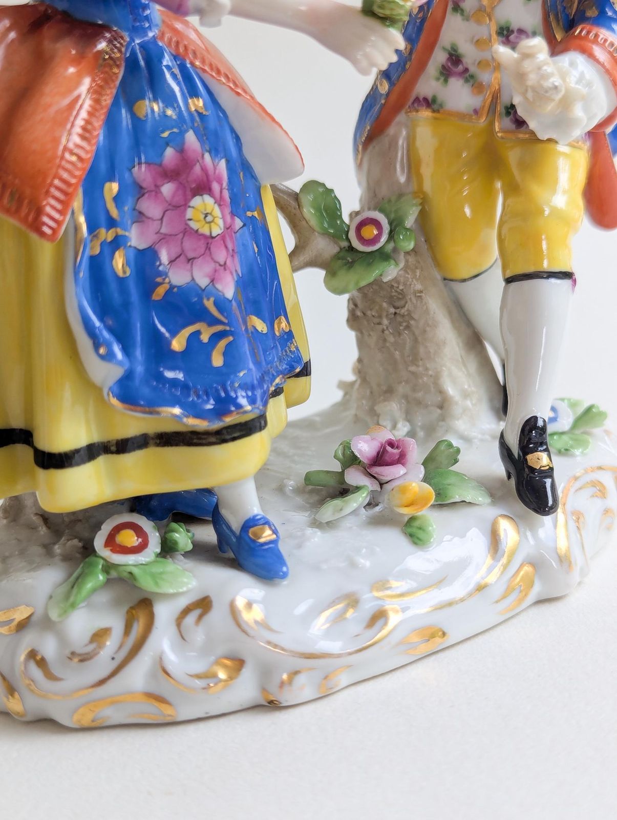 Antique Samson Figure Of Dancing Couple, Colourful Chelsea Style Porcelain Figurine photo 170.0
