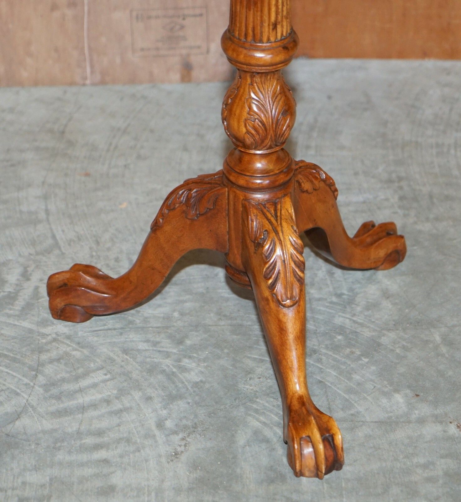 Pair Of Antique Victorian Sheraton Claw & Ball Satinwood Tripod Side End Tables photo vinterior