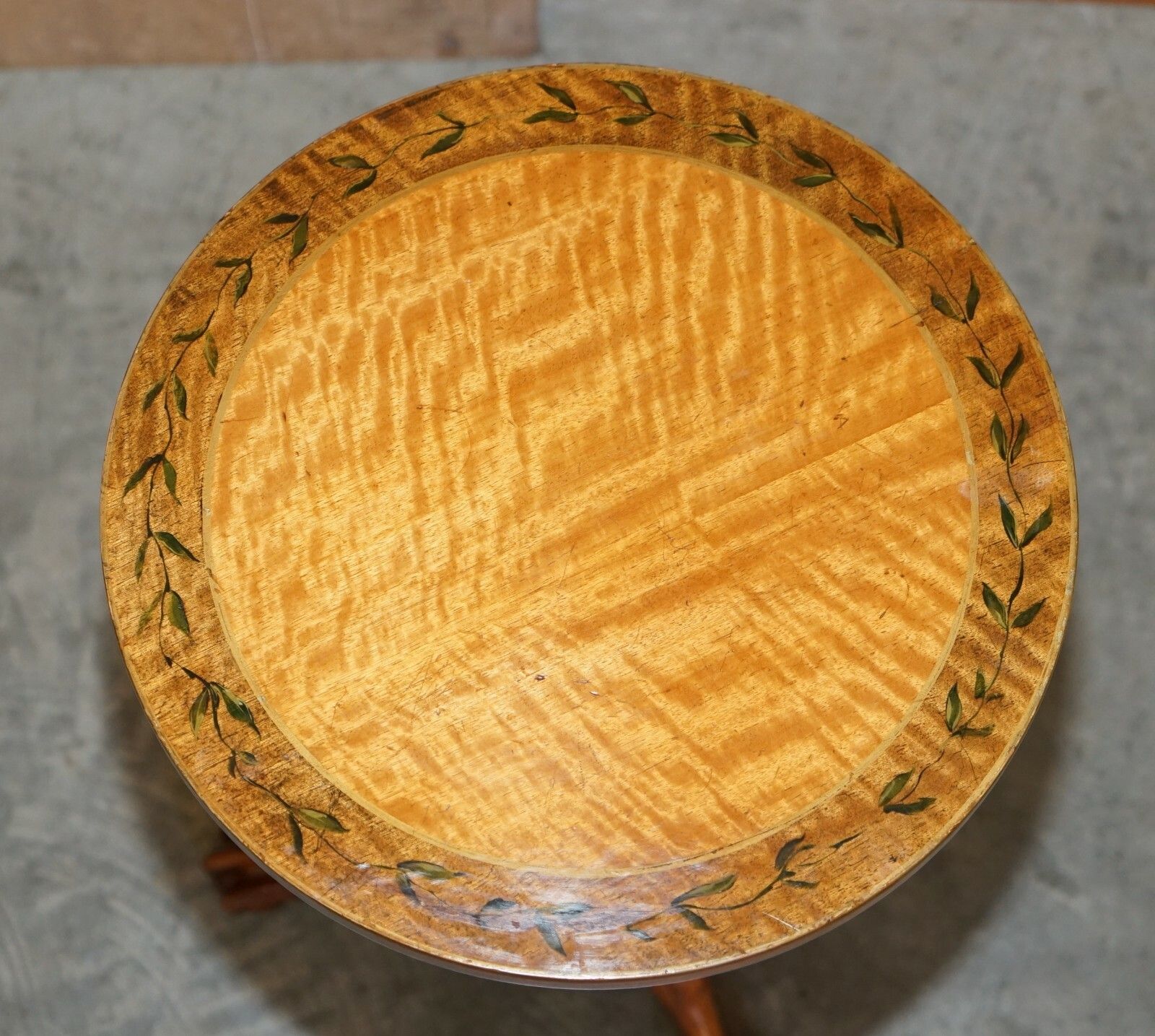 photo for sale Pair Of Antique Victorian Sheraton Claw & Ball Satinwood Tripod Side End Tables