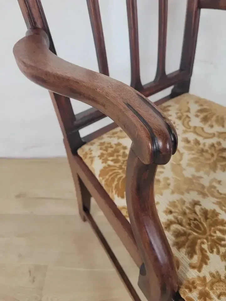 Victorian Dining Chairs Set 3 Carved Floral Upholstery 19thc photo 160.0
