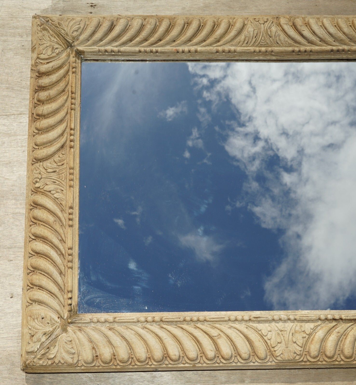 photo for sale Circa 1800 Hand Carved Limed Oak Wall Mirror With New Plate Glass Very Nice Look