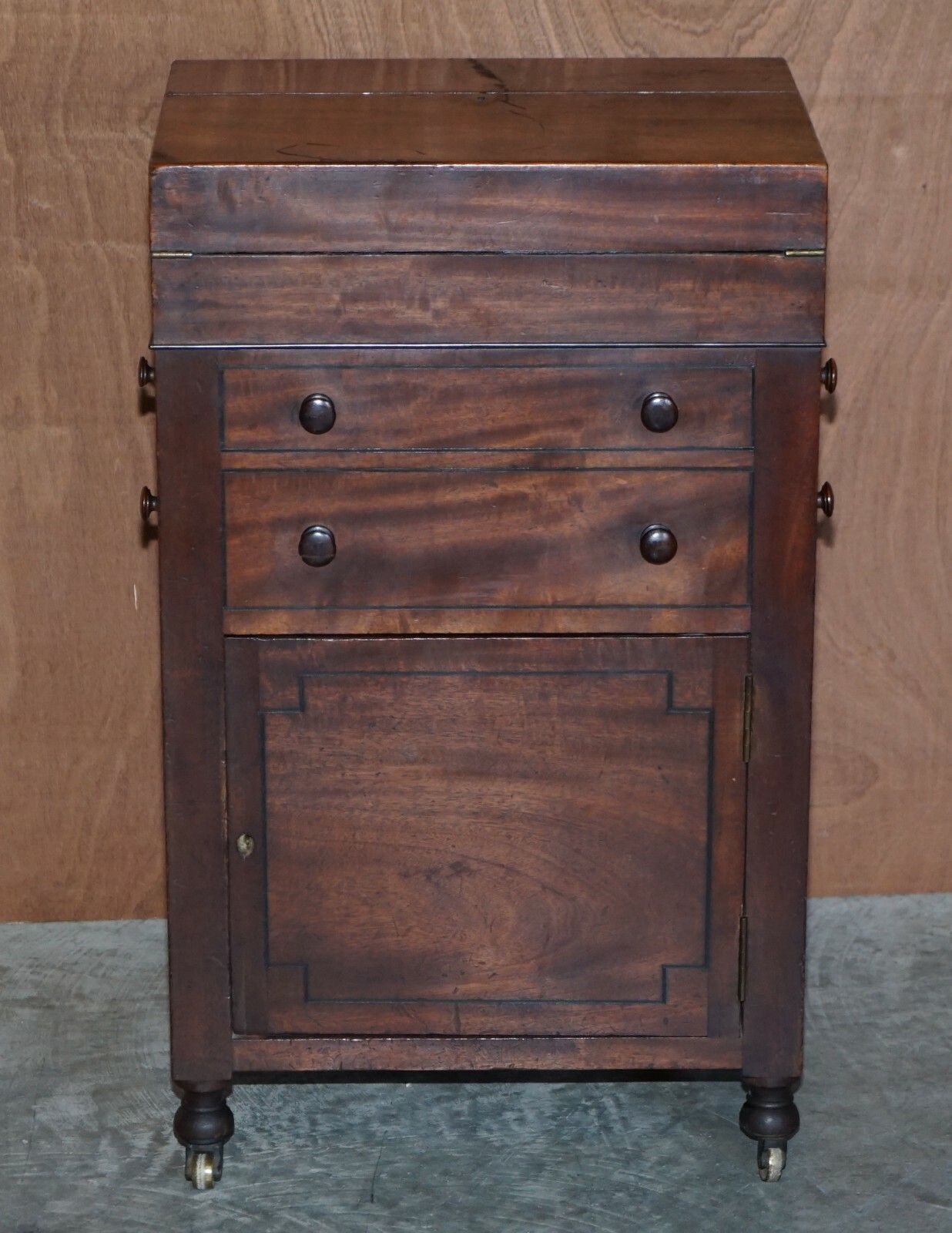 Rare Fine Antique Early Victorian Military Campaign Writing Slope Davenport Desk photo for sale
