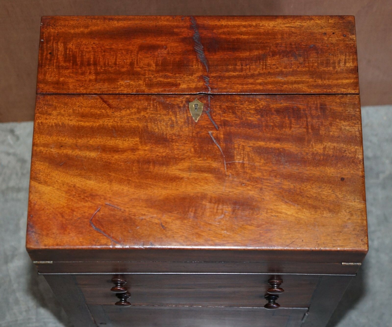Rare Fine Antique Early Victorian Military Campaign Writing Slope Davenport Desk photo 2950.0