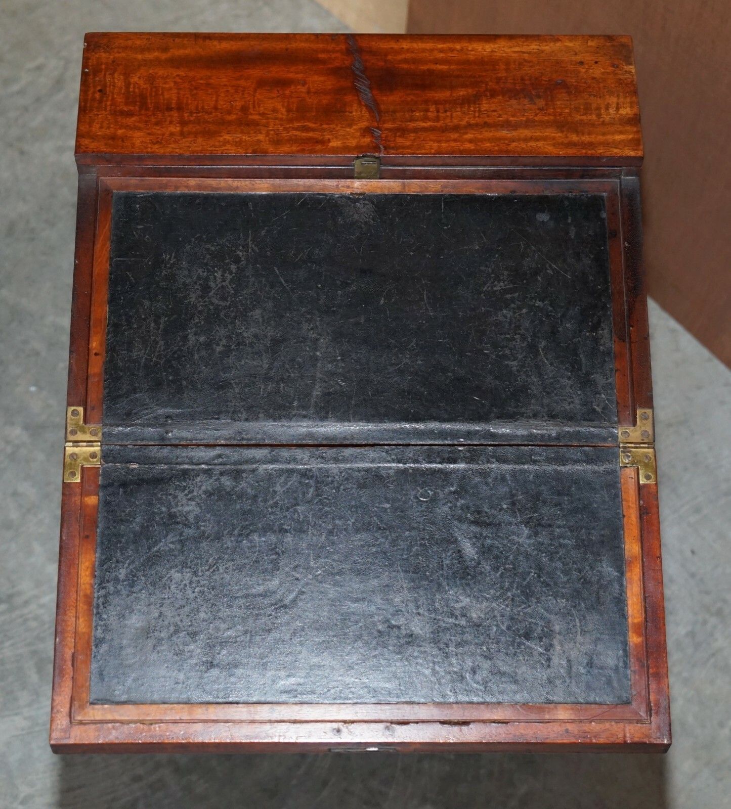 Rare Fine Antique Early Victorian Military Campaign Writing Slope Davenport Desk photo vintage