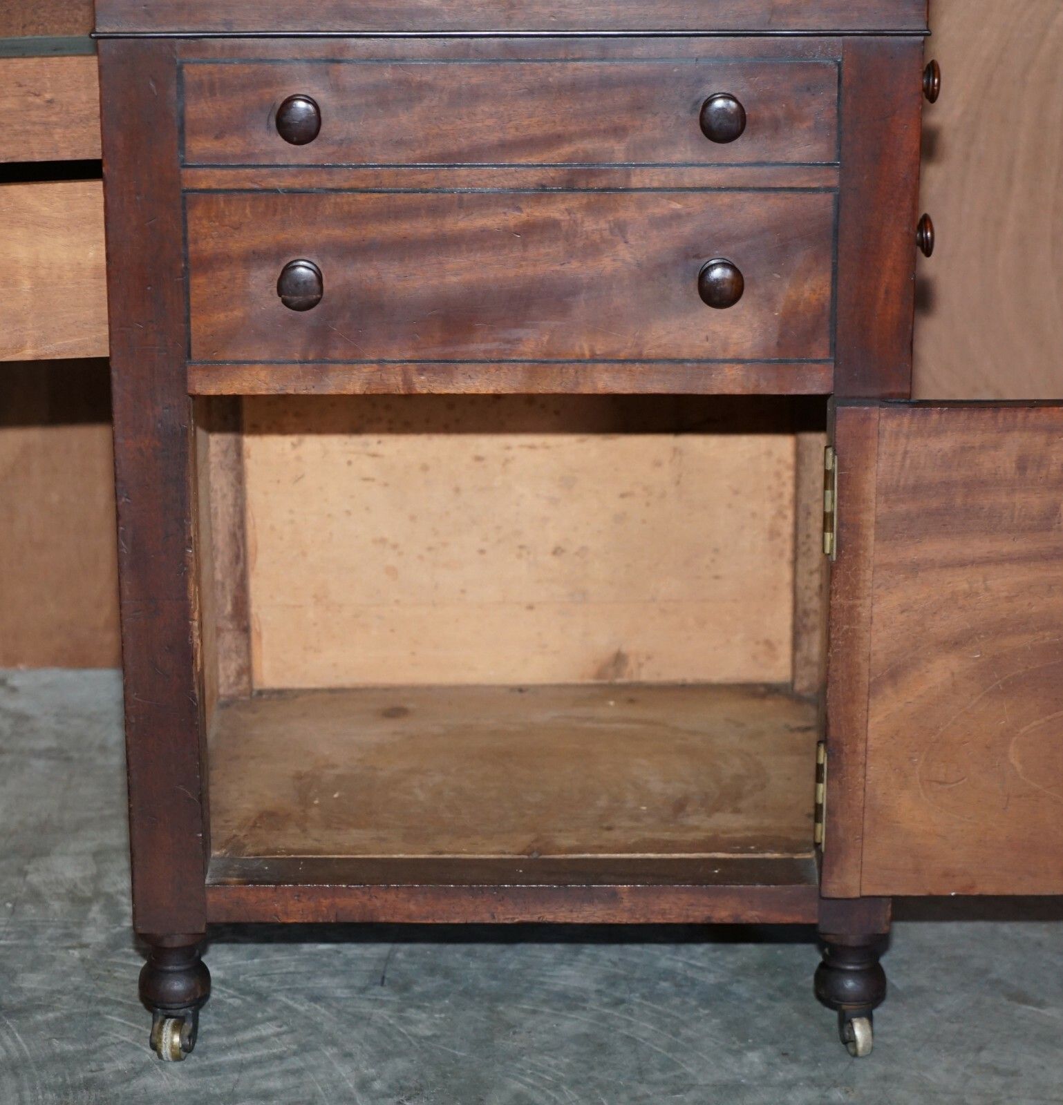 Furniture Rare Fine Antique Early Victorian Military Campaign Writing Slope Davenport Desk photo