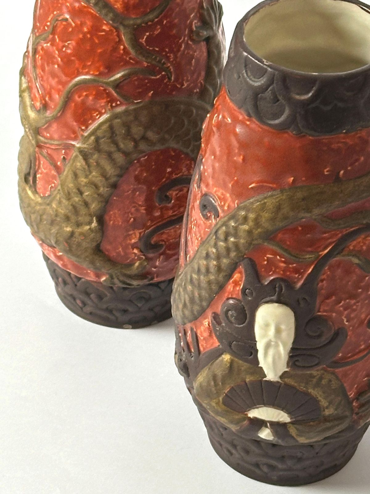 Pair Of Jugendstil Style Ceramic Dragon Vases By Bb Hohenstein, Germany photo furniture