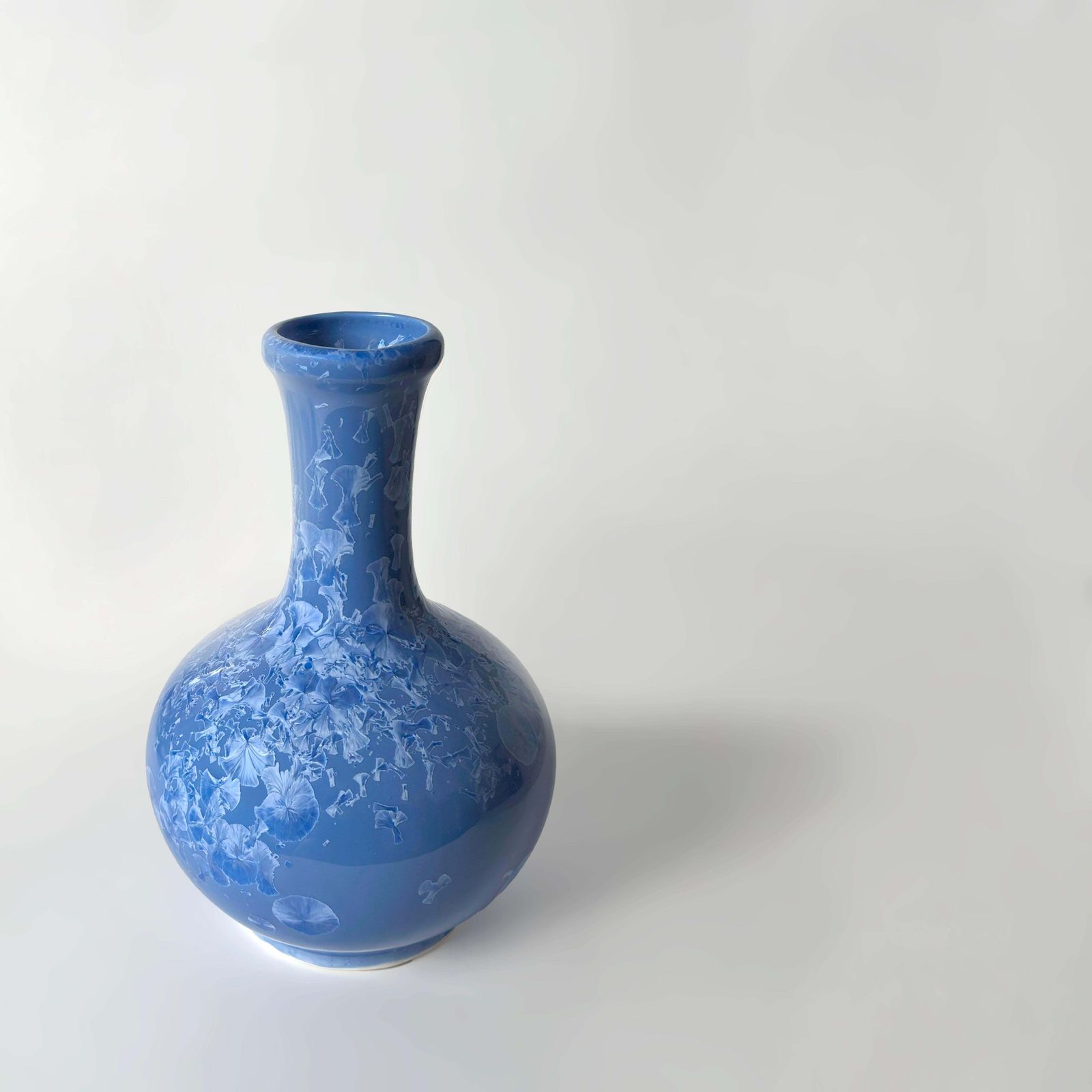 Cornflower Blue Chinese Yuhuchunping Vase With Crystalline Glaze, Circa 1970s photo for sale