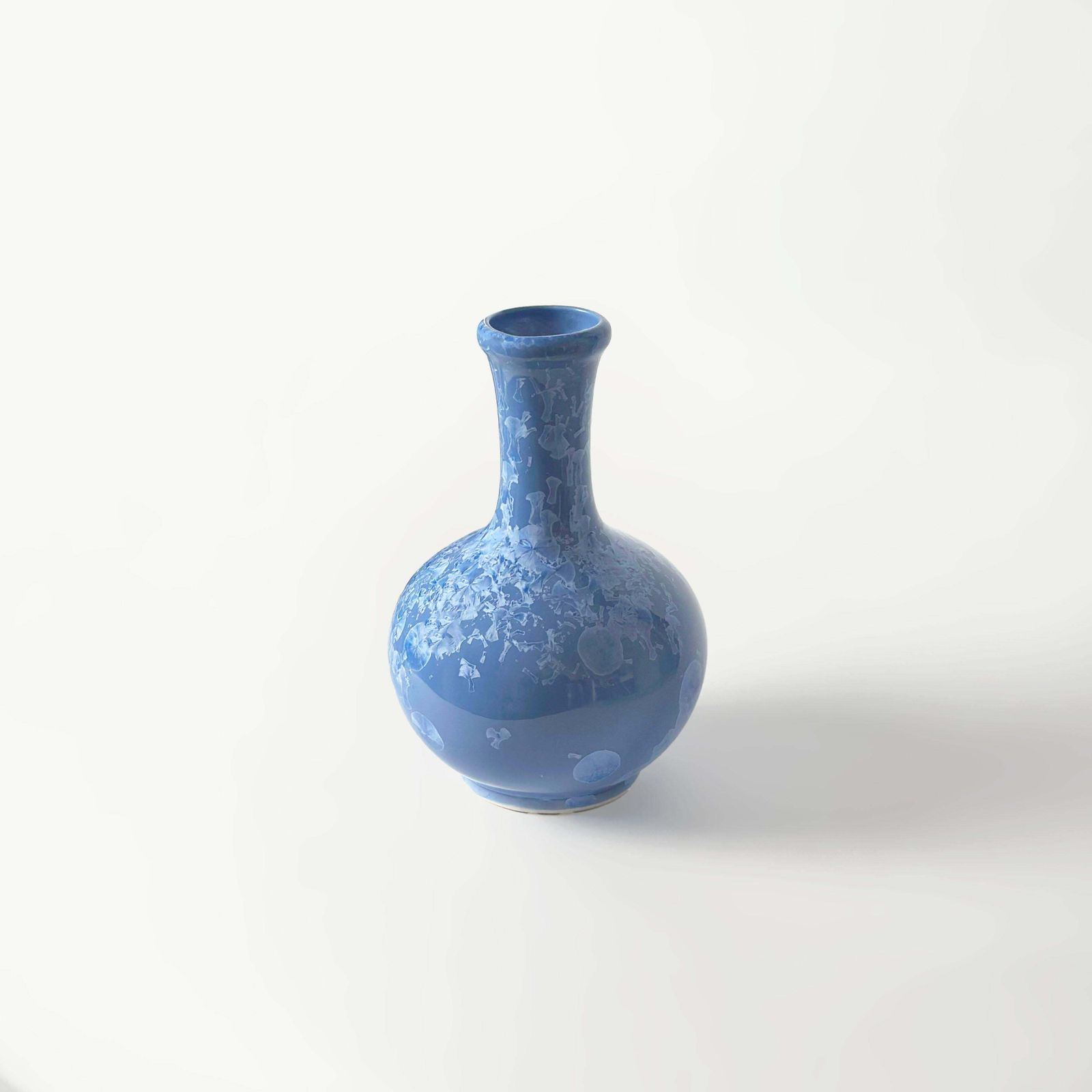 Cornflower Blue Chinese Yuhuchunping Vase With Crystalline Glaze, Circa 1970s photo vinterior