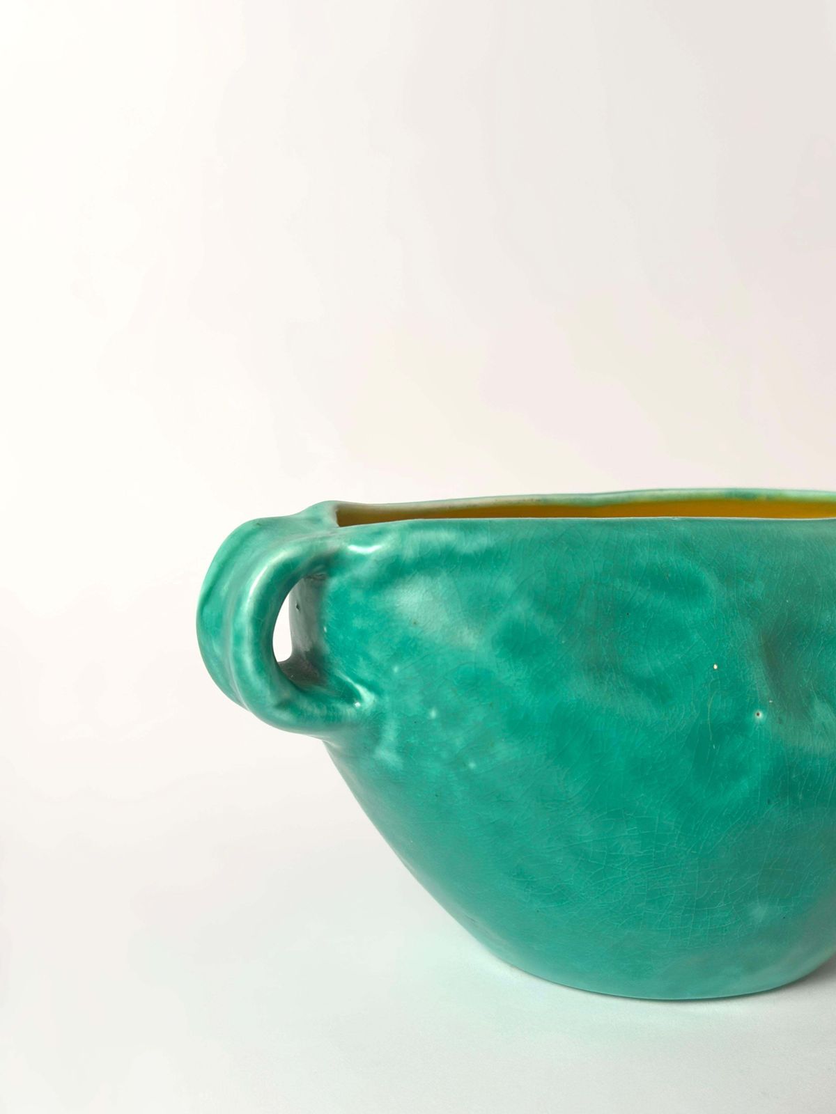photo furniture Bretby Arts And Crafts Green Glazed Planter, Model 1616, England, 1930s