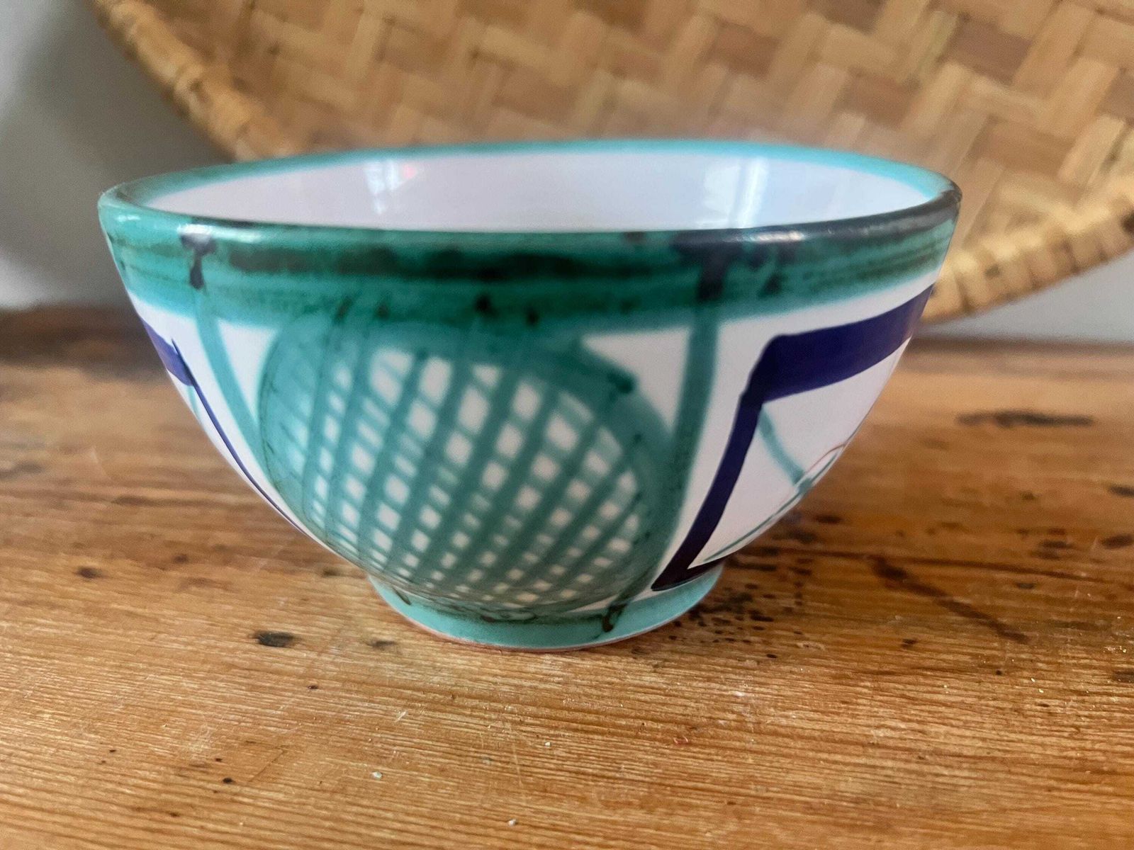 Vintage Robert Picault Vallauris Hand Painted Ceramic Bowl | Mid Century Modern French Studio Pottery | Abstract Design Art Pottery |