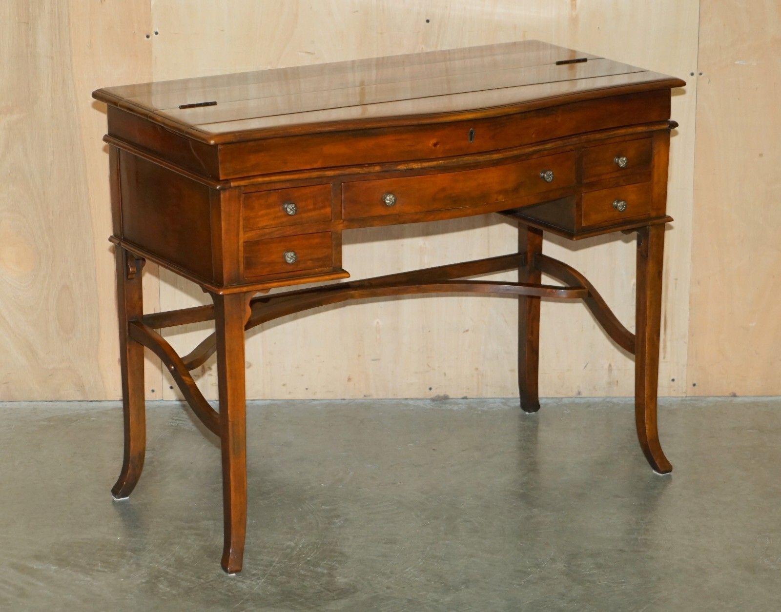 Theodore Alexander Secretaire Desk & Gothic Revival Windsor Brown Leather Chair photo furniture