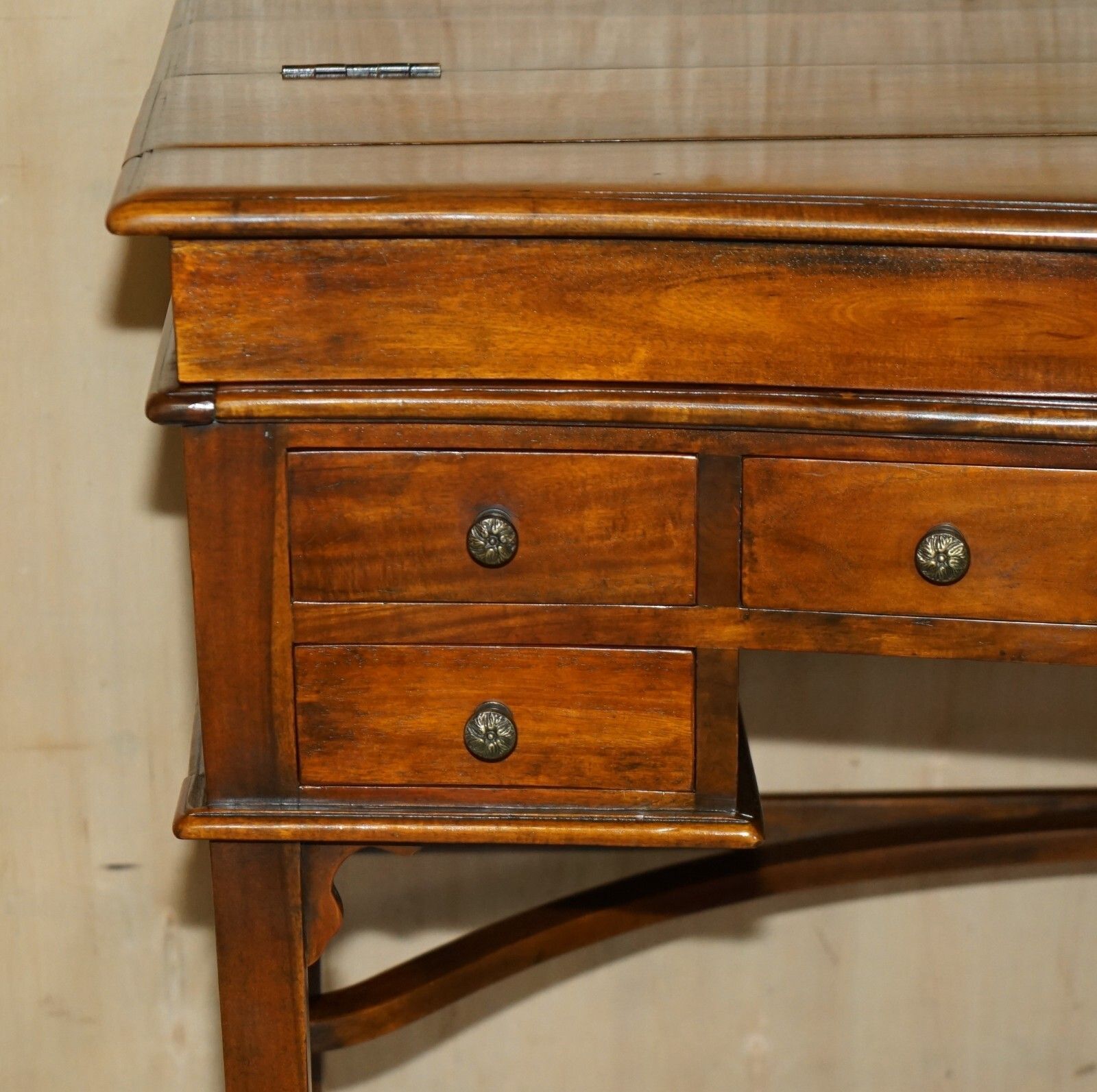 Theodore Alexander Secretaire Desk & Gothic Revival Windsor Brown Leather Chair photo Furniture