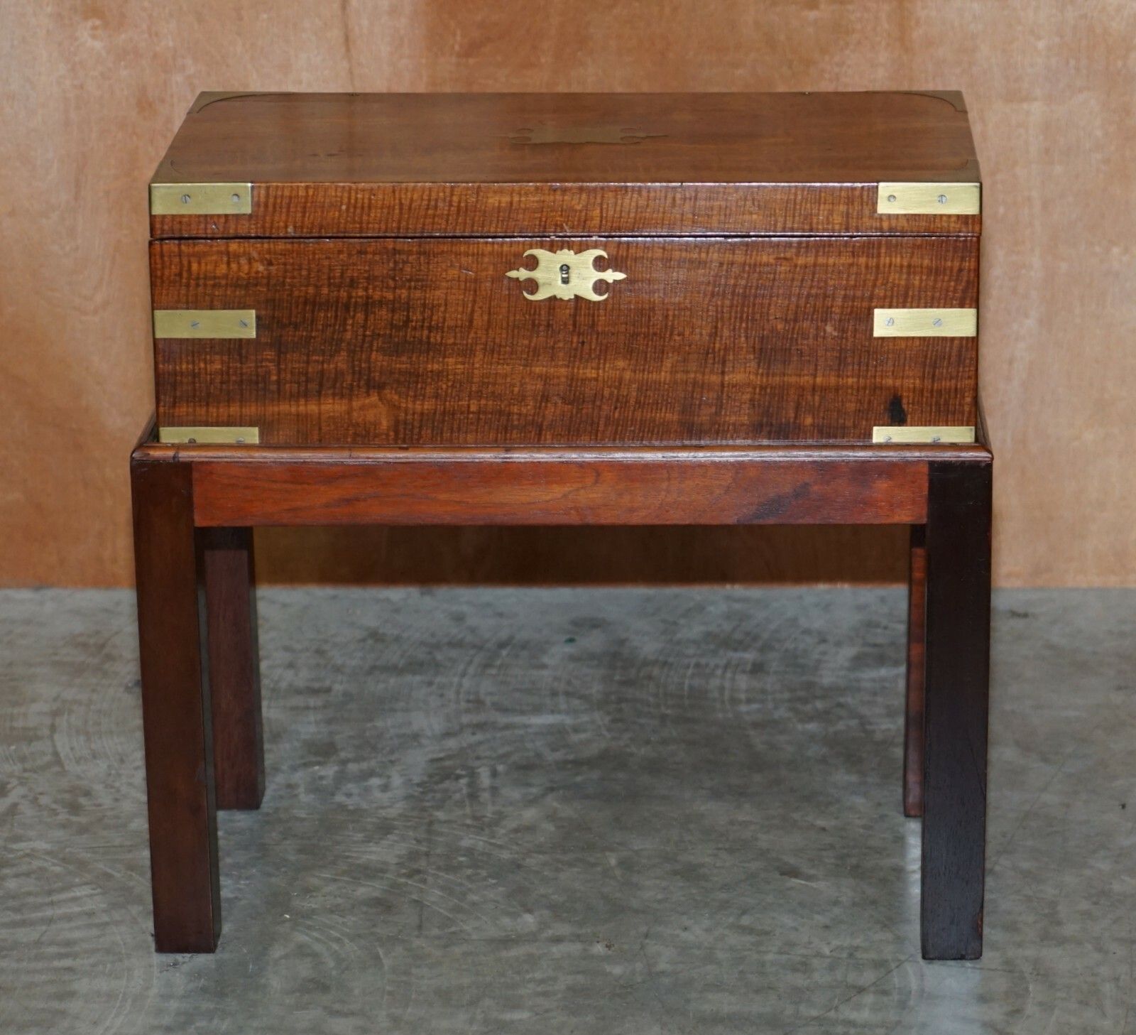Exquisite Victorian Mahogany Military Campaign Writing Slope Desk & Later Stand photo for sale