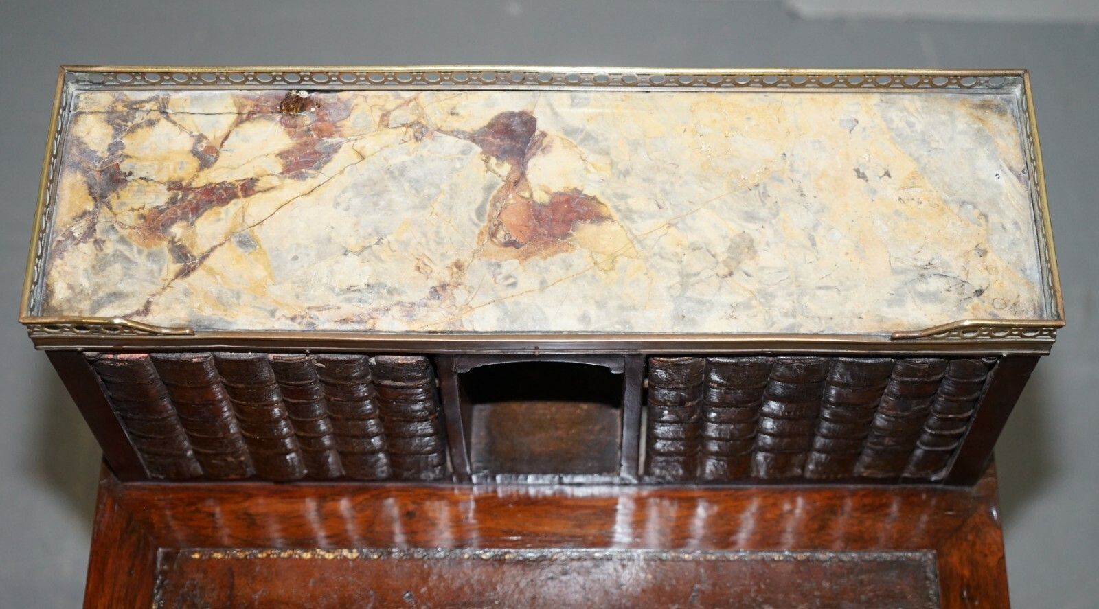 Antique French Circa 1870 Bonheur Du Jour Rosewood Marble Desk Bureau Faux Books photo buy