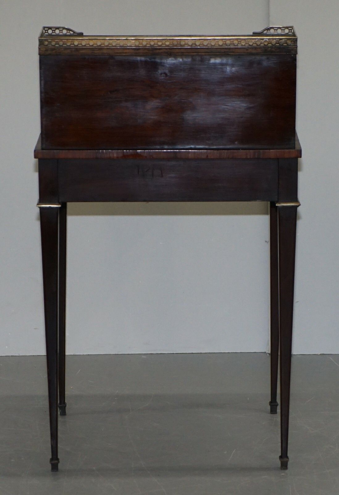 Furniture Antique French Circa 1870 Bonheur Du Jour Rosewood Marble Desk Bureau Faux Books photo