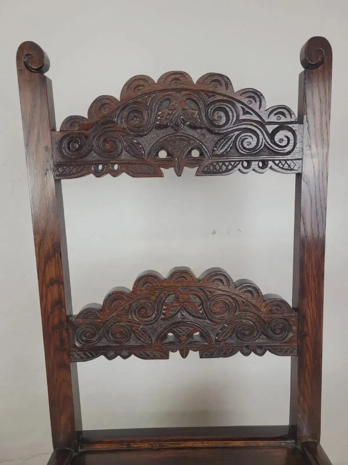 Yorkshire Side Chairs Pair Carved Farmhouse Vintage 1950s photo buy