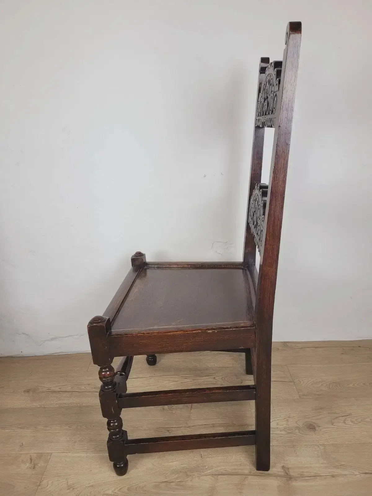 photo buy Yorkshire Side Chairs Pair Carved Farmhouse Vintage 1950s