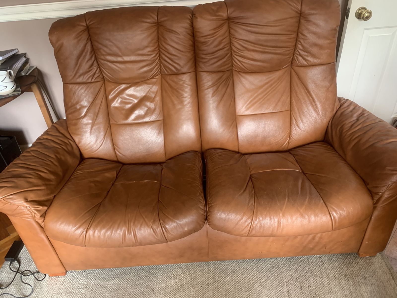 Ekornes Stressless 2 Seater Brown Tan Leather Sofa