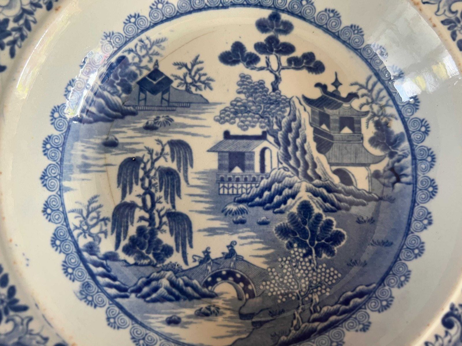 Rare Antique Mason's Patent Ironstone China Dish Bowl | Blue And White Chinoiserie Circa 1820 | Collectible English Ironstone Serving Plate photo furniture