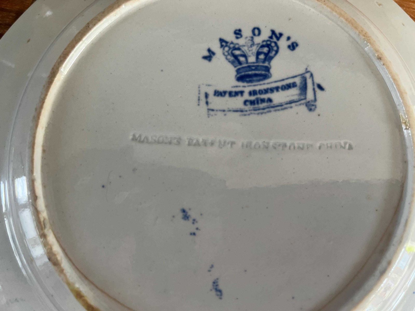 Rare Antique Mason's Patent Ironstone China Dish Bowl | Blue And White Chinoiserie Circa 1820 | Collectible English Ironstone Serving Plate photo vinterior