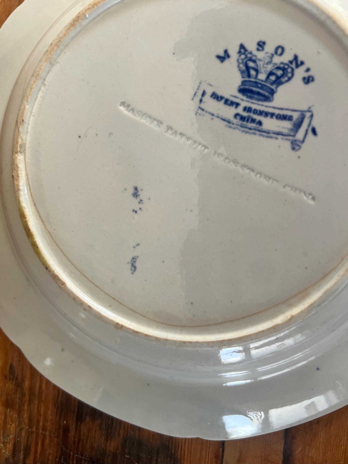 Rare Antique Mason's Patent Ironstone China Dish Bowl | Blue And White Chinoiserie Circa 1820 | Collectible English Ironstone Serving Plate photo buy